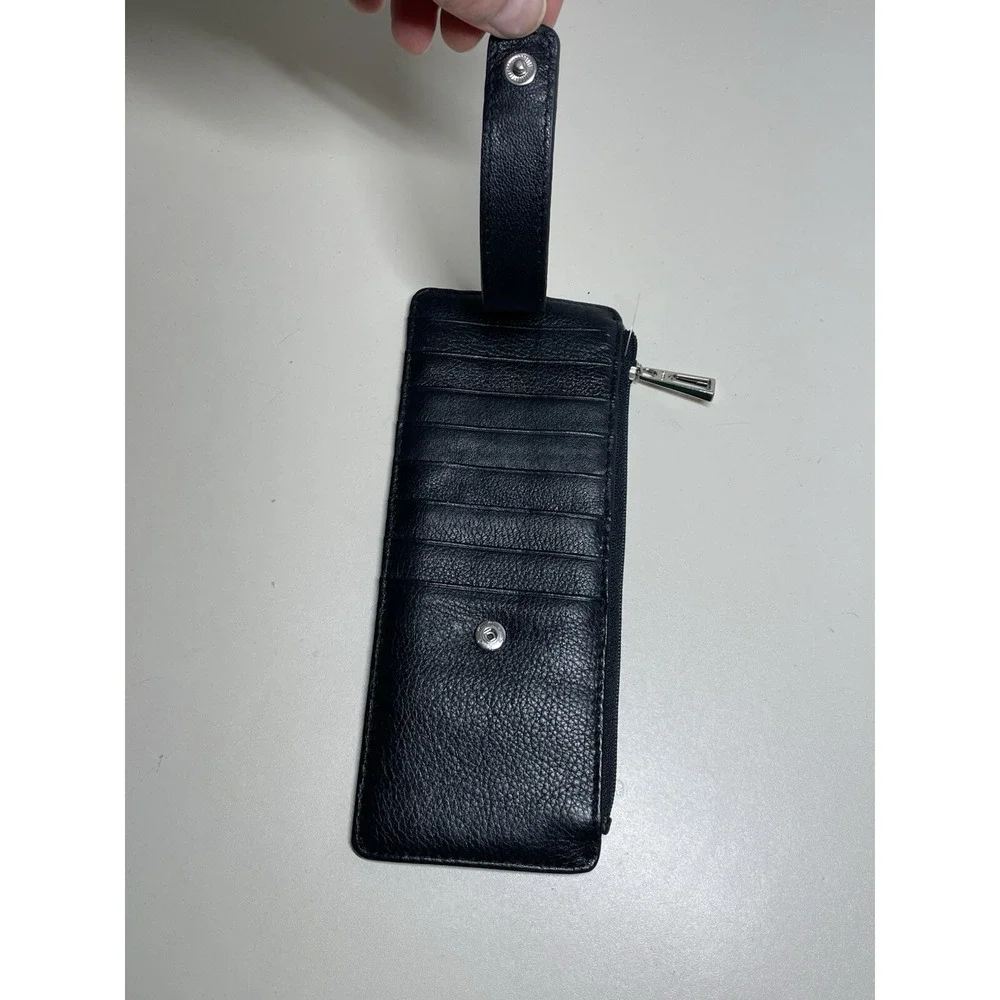 LODIS Black Julia Long Stacker Organizer Leather ID Card, RFD  Zip Top Wallet
